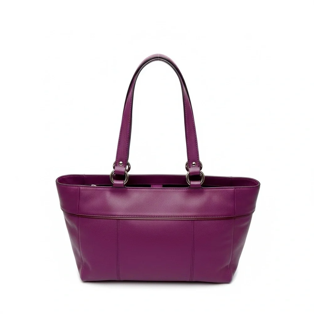 Vintage Coach Eggplant Purple Soft Leather Tote Bag with Original Tag - Picture 7 of 12